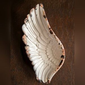 White Distressed Wing-Shaped Decorative Dish